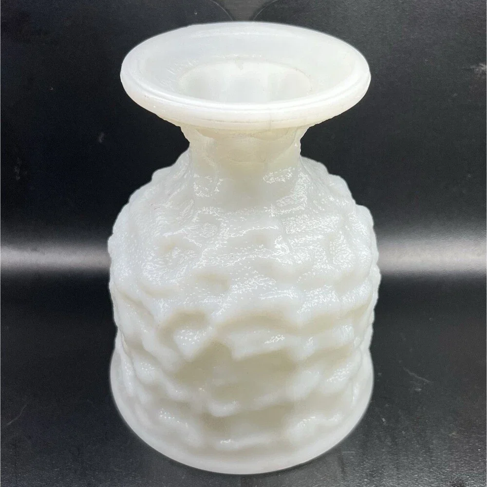 Vintage E.O. Brody Bumpy Milk Glass Footed Pedestal Vase/Planter